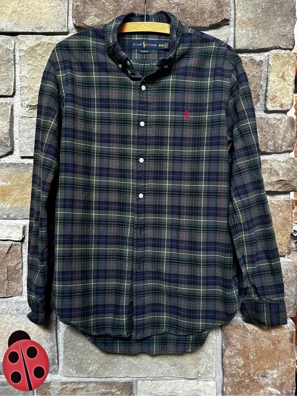 Ralph Lauren Men's Green Plaid Button-Down Shirt - M